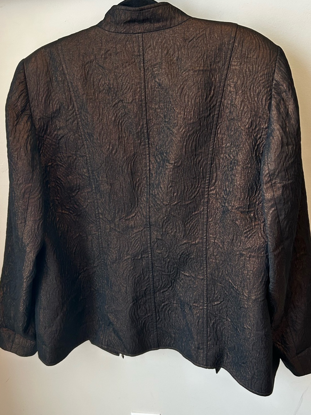 Louben Bronze Metallic Textured Zip Jacket Quiet Luxury Career Size 16 - Picture 9 of 14
